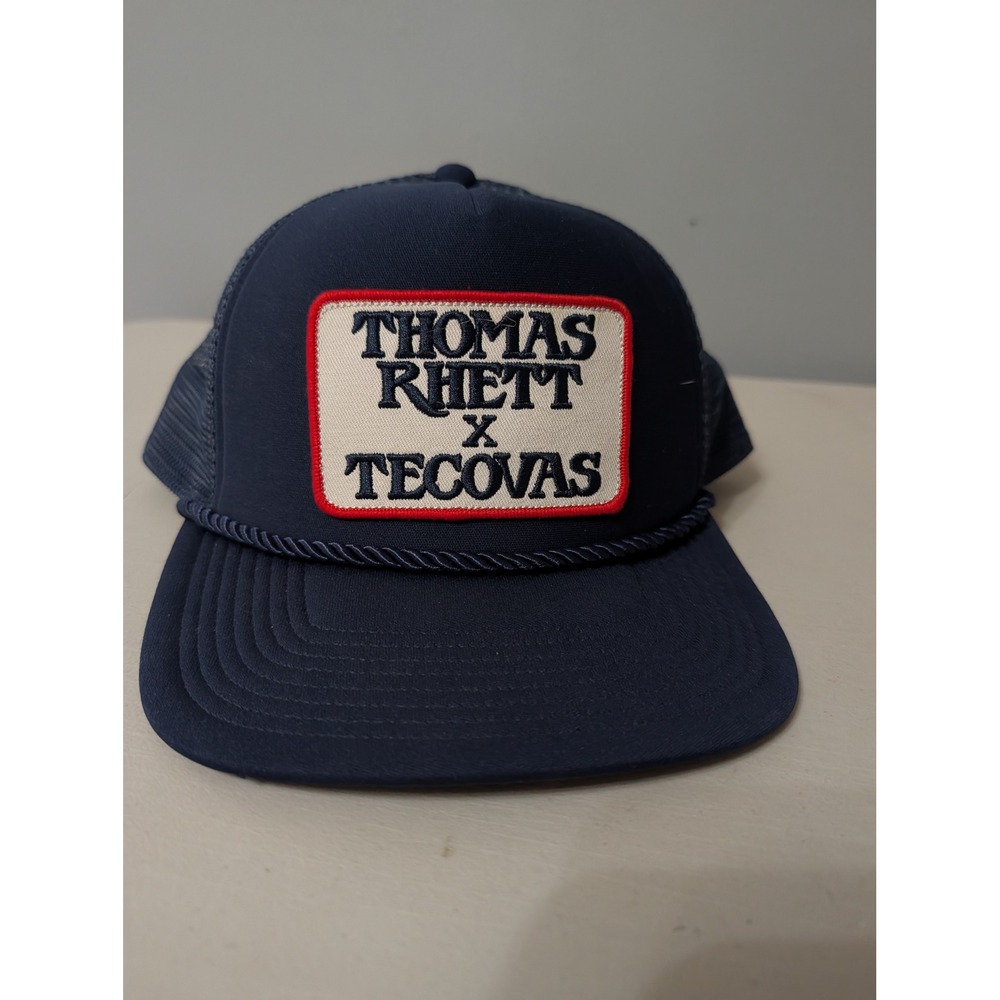 Thomas Rhett x Tecovas Navy Blue Trucker Hat Snapback Mesh Rope Cap TR Logo